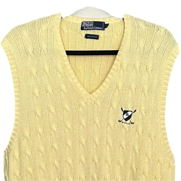 Vintage Polo RALPH LAUREN Cable Knit Sweater Vest Golf Sporty Preppy Size Large - Picture 2 of 10